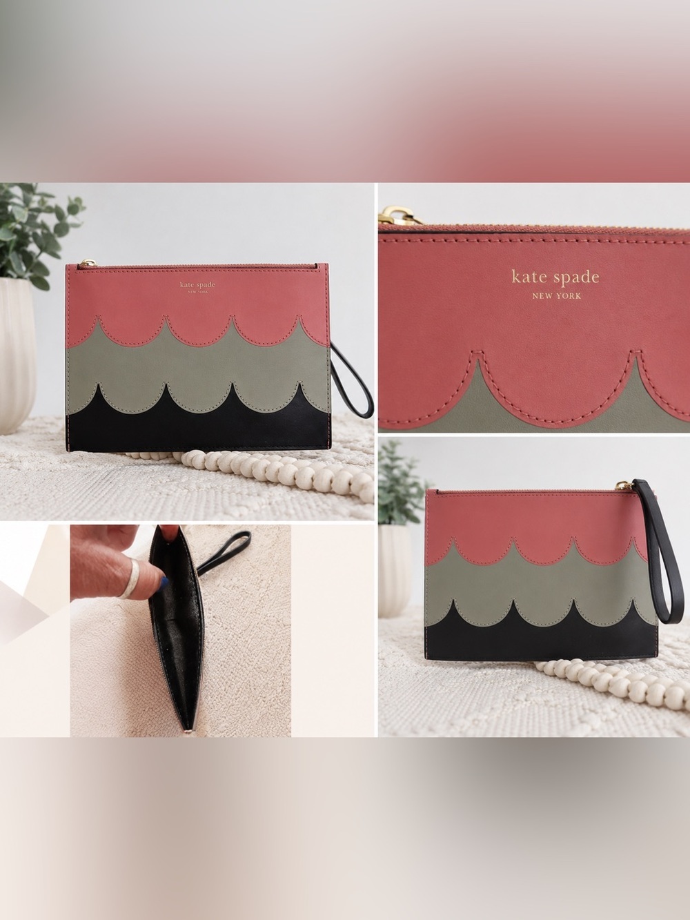 Kate Spade New York Scallop
Colorblock Leather Wristlet Clutch, nwot
